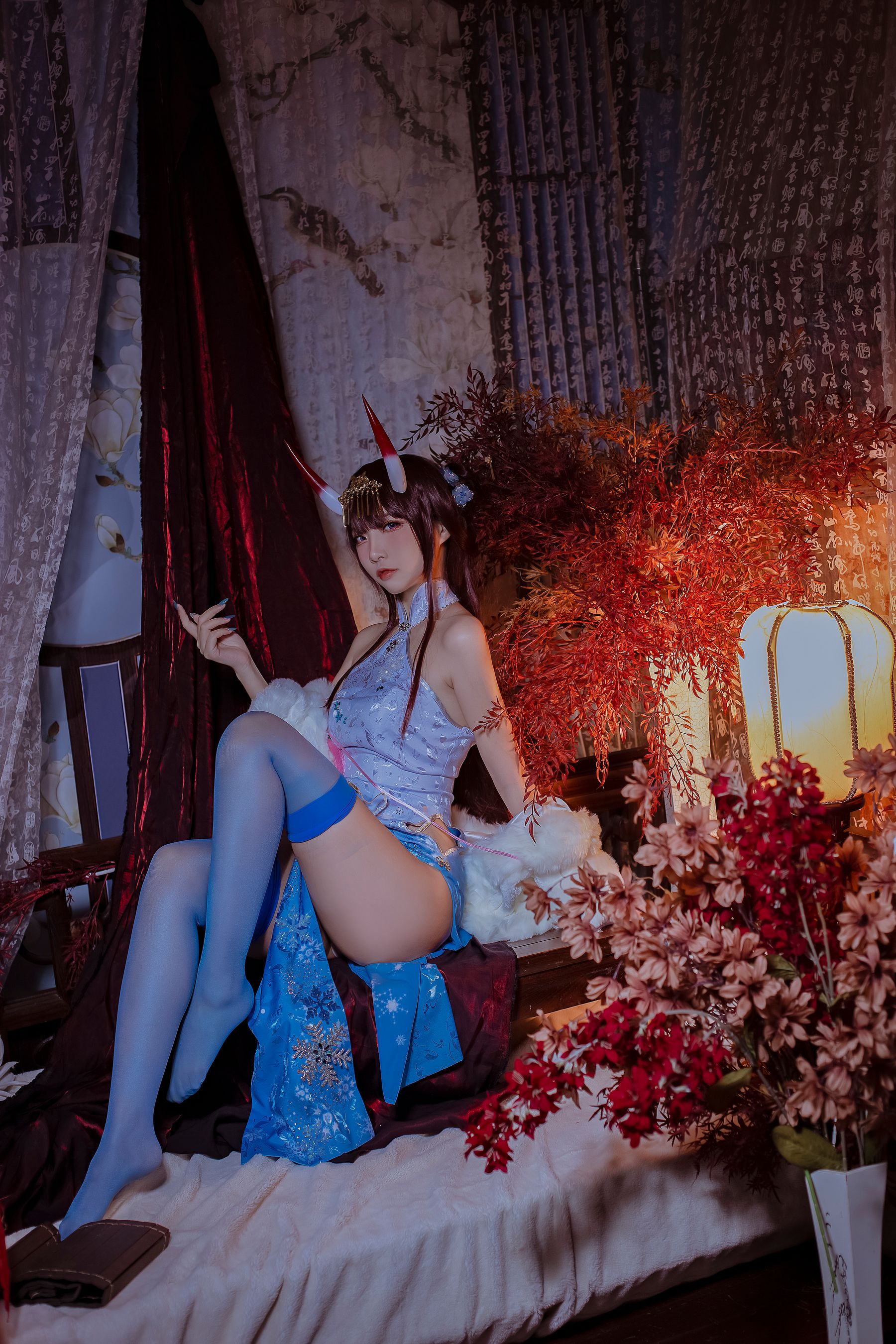 人气Coser二佐Nisa – 碧蓝航线 能代旗袍 写真套图-旭达资源网