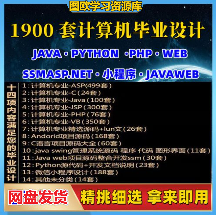 1900套计算机专业毕设项目代码资料大合集-旭达资源网